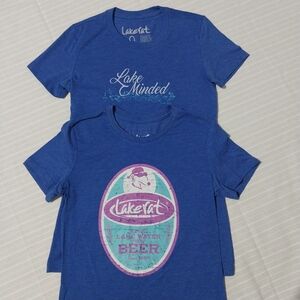 Lakerat Bass Shirt Womens Small Blue Gray Tank Tee Lake Beer Tee Shirt